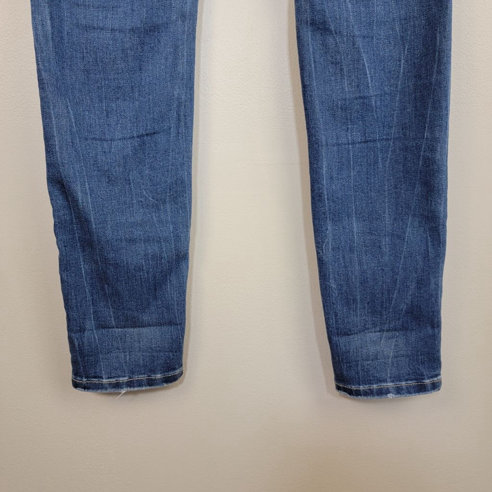 Chico's 00 2 Platinum Skinny Jeans Jeggings Velvet Patch Medium Blue Mid Rise - Picture 10 of 12